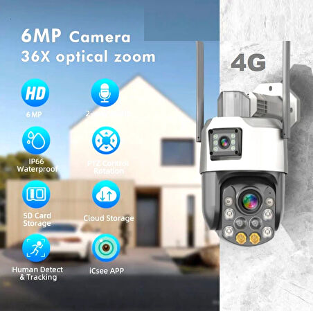 Optik Zoom Çift Kameralı Elektrikli Sim Kart Destekli Kamera