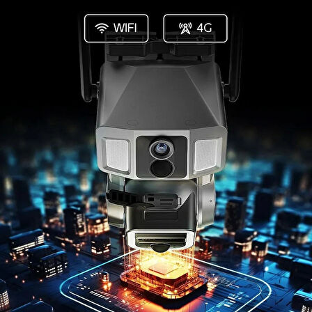 3 Lensli 4G+Wifi Solar 2K Kamera-İkisi Bir Arada Üretim 10X Hibrit Zoom