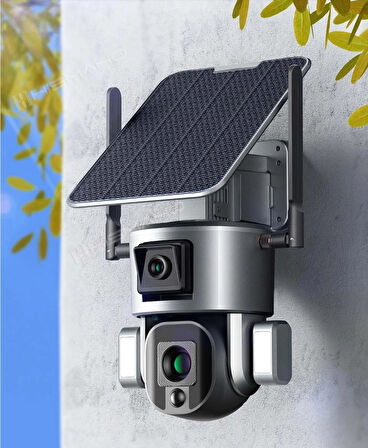 4G Solar Kamera 4K 8MP Çift Lensli Hareket Takipli 10X Optik Zoom