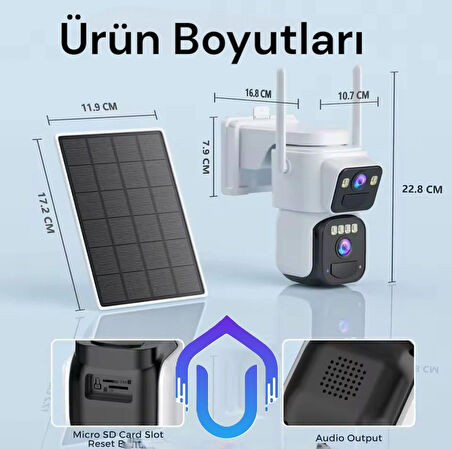 Çift Kameralı 4G Solar Kamera Yeni Şık Kasa O-Kam Pro Türkçe Program
