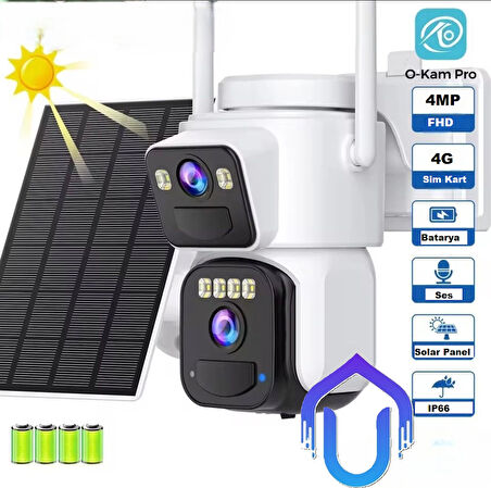 Çift Kameralı 4G Solar Kamera Yeni Şık Kasa O-Kam Pro Türkçe Program