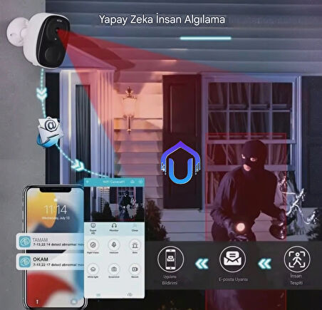 2K Bataryalı Wifi Kamera 2-3 Ay Bekleme Süresi Okam Pro Yazılım