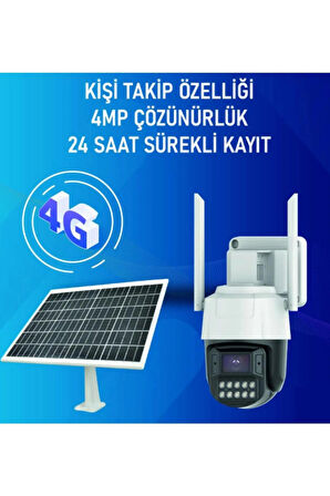 4G Sim Kartlı Solar Kamera 4MP 1080P Çözünürlük Kişi Takip Özelliği P6Slite Uygulama