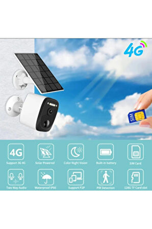 4g Sim Kartlı 1080p Sabit Solar Güneş Enerjili Kamera 3mp Yüksek Çözünürlük