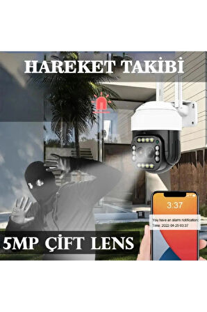 Yoosee Yazılımlı 5mp 1080p Full Hd Çift Lensli Ptz Güvenlik Kamerası