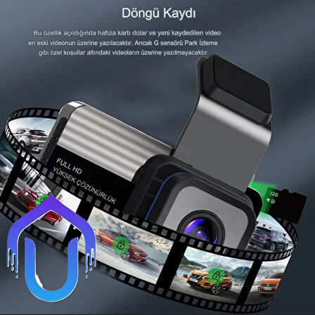 Ekranlı Ultra Geniş Açı Full HD Araç Kamerası