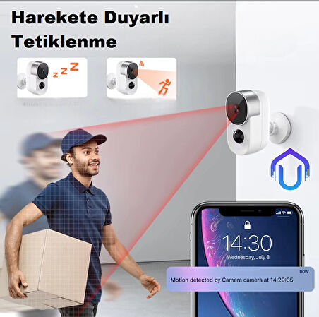 Tuya 1080P Wifi %100 Kablosuz Şarjlı Kamera 4-6 Ay Bekleme Süresi