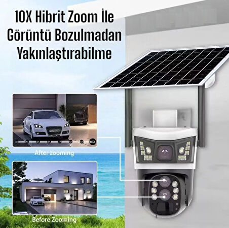 4G Çift Kameralı 3 Lensli 10X Hibrit Zoom Solar Kamera