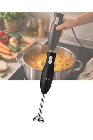 SAYARMRKT El Tipi Blender Mat Siyah 3 Kademeli Paslanmaz Çelik Ayaklı Ergonomik