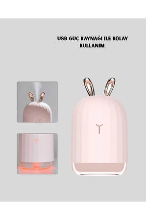 Tavşan Kulak Tasarımlı 200 ml USB Aroma Difüzör ve Hava Nemlendirici