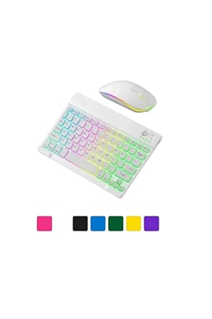 SAYARMRKT Çoklu Renk Klavye Mouse Seti Bluetooth Ergonomik Q Klavye 7000 DPI