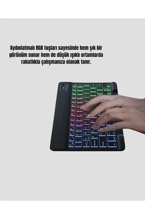 SAYARMRKT RGB Klavye Mouse Seti Türkçe Q Klavye Ergonomik Sessiz Tuş Yapısı 7000 DPI Kablosuz Bluetooth