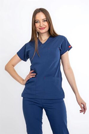 UÇAK MEDİKAL FIRTINA MAVİ U-FLEX KADIN LİKRALI CERRAHİ TAKIM-DOKTOR HEMŞİRE
