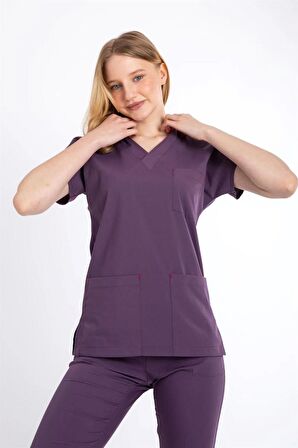 UÇAK MEDİKAL SOFT MÜRDÜM U-FLEX KADIN LİKRALI CERRAHİ TAKIM-DOKTOR HEMŞİRE