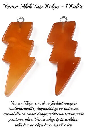 Sertifikalı Şimşek Model Yemen Akik Taşı Kolye - Aaa+ Kalite