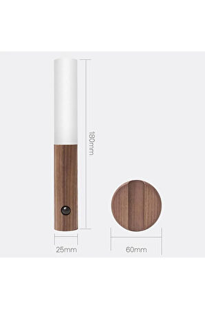 Sensörlü Şarjlı Led Aplik Mıknatıslı Ahşap Renk Cata Kumru Gün Işığı Led Aplik Type-C Duvar Lambası