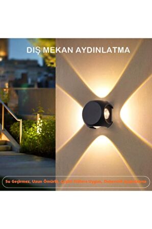 Modern Dış Mekan Aydınlatma 8 Watt Dört Yönlü Dekoratif Aydınlatma Cata Star Led Aplik