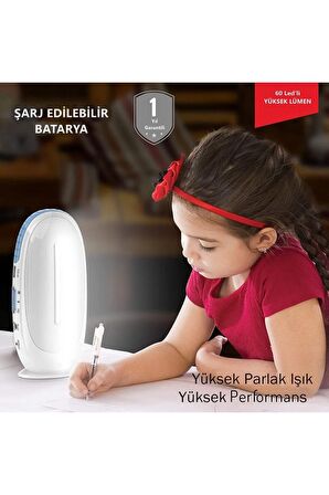 Şarjlı Işıldak Acil Durum Aydınlatma Kamp Lambası Cata Aras 60 Led'li Şarj Edilebilir Işıldak