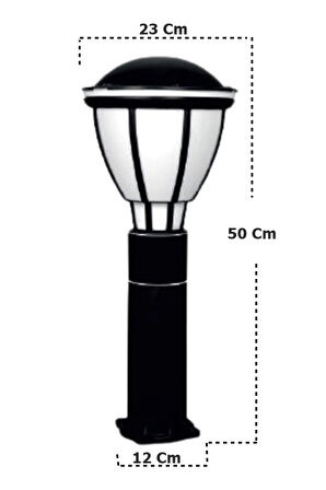 Kupa 50 cm Direk Set Üstü Bahçe Lambası Zita Bahçe Aydınlatma Armatürü 220v E27 Duylu Ip54 