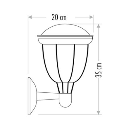 Kupa 37 Cm Bahçe Aplik Bahçe Lambası Zita Bahçe Aydınlatma Armatürü IP54 220V E27 Duy