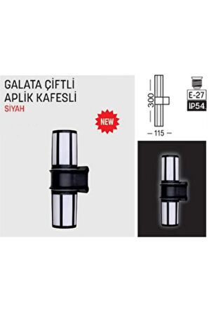 Bahçe Aydınlatması Galata Çiftli Kafesli Aplik Zita Bahçe Lambası 220v E27 Dış Mekan Ip54