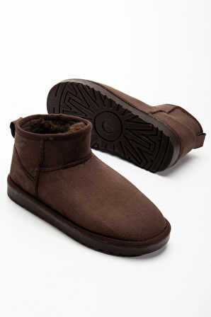 Kadın Kışlık Bot Süet Içi Yünlü Kürklü İnce Tabanlı Bilek Boy Kısa Mini Ug Bot