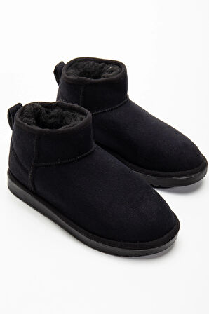 Kadın Kışlık Bot Süet Içi Yünlü Kürklü İnce Tabanlı Bilek Boy Kısa Mini Ug Bot