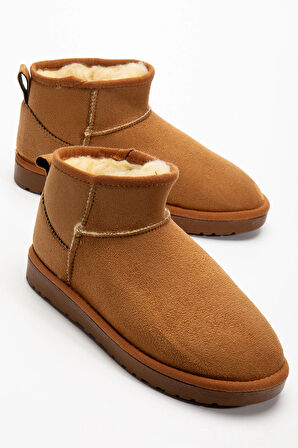 Kadın Kışlık Bot Süet Içi Yünlü Kürklü İnce Tabanlı Bilek Boy Kısa Mini Ug Bot