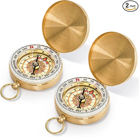 Premium Yuvarlak Sarı Metal Kasa Su Geçirmez Pusula G50 Macera Ekipmanı Keşif Aracı Tırmanış Aleti