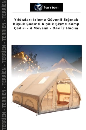 Yıldızları İzleme Güvenli Sığınak Büyük Çadır 6 Kişilik Şişme Kamp Çadırı - 4 Mevsim - Dev İç Hacim