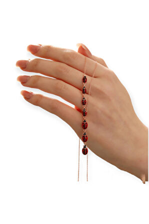 Modahilye 925 Ayar Gümüş Sıralı Uğur Böceği Şans Kolyesi