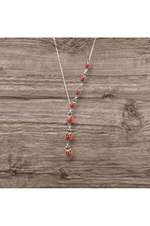 Modahilye 925 Ayar Gümüş Uğur Böceği Şans Kolyesi