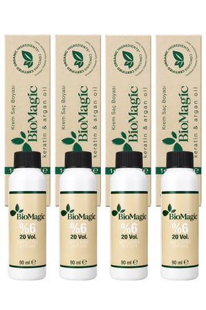 BioMagic Organik İçerikli Amonyaksız Saç Boyası 60 Ml. + Oksidan 90 Ml. (4'er Adet)