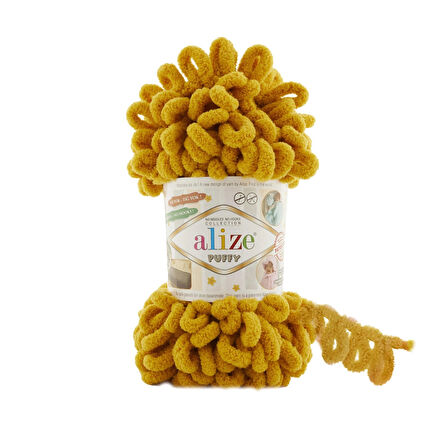 5 Adet Alize Puffy El Örgü İpi 02 Hardal