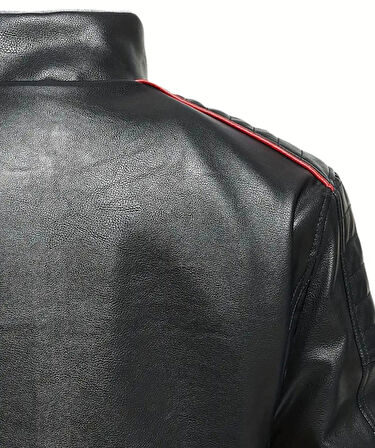 İçi Kürklü Kolları Yatay Kırmızı ve Gri Çizgili Mont