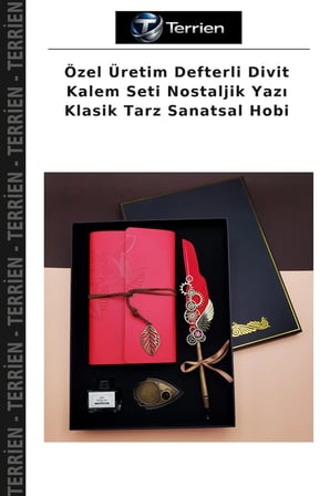 Özel Üretim Defterli Divit Kalem Seti Nostaljik Yazı Klasik Tarz Sanatsal Hobi