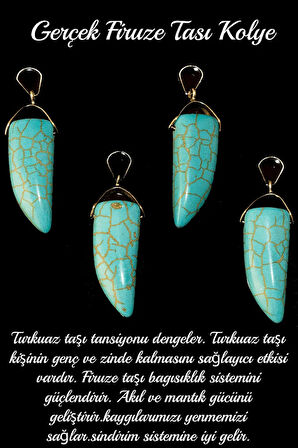 Sertifikalı Boynuz Kesim 1.kalite Firuze Taşı Kolye - Boyasız
