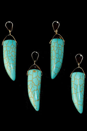 Sertifikalı Boynuz Kesim 1.kalite Firuze Taşı Kolye - Boyasız