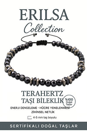 Sertifikalı Fasetli Terahertz Taşı Bileklik (Çok İnce Model) – Enerji Dengeleme ve Zihinsel Berraklık Taşı