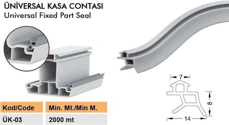 Contacall Kalın fitil PVC Kapı Pencere Contası Pvc Doğrama Fitili Kalın Model 7 mm 25 Metre Gri UK03