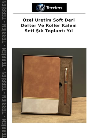 Özel Üretim Soft Deri Defter Ve Roller Kalem Seti Şık Toplantı Yıl