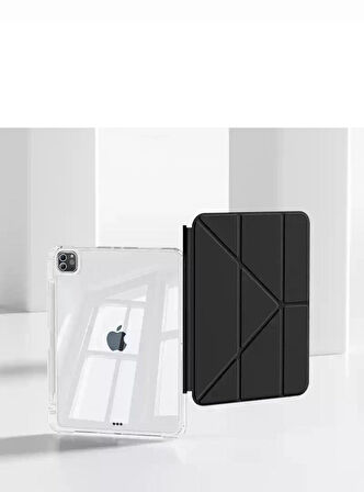 Apple iPad 11.Nesil A3354 A3355 Uyumlu Uyku Modu Kalemlik Bölmeli 3 Katlamalı Kılıf