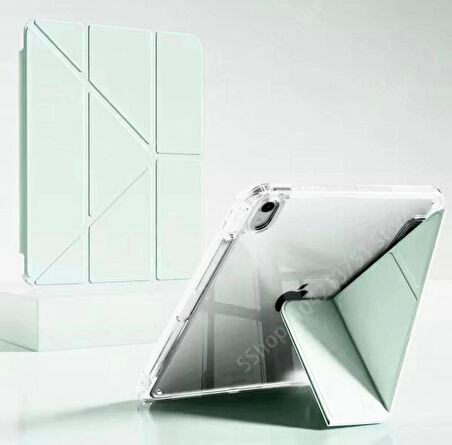 Apple iPad 7/8/9 Nesil Uyumlu Uyku Modu Kalemlik Bölmeli 3 Katlamalı Kılıf