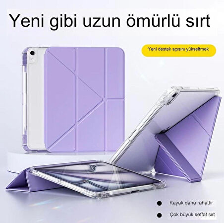Apple iPad Air 13 inç A3268 A3269 A2898 A2899 Uyumlu Uyku Modu Kalemlik Bölmeli 3 Katlamalı Kılıf