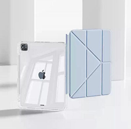Apple iPad Pro 11 inç A2836 A2837 A2759 A2761 Uyumlu Uyku Modu Kalemlik Bölmeli 3 Katlamalı Kılıf