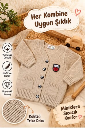 Gogo Bici Günsan Triko Cepli Erkek Çocuk Hırka 1-5 Yaş