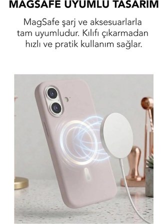 Apple iPhone 16 Uyumlu Magsafe Lansman Silikon Kılıf