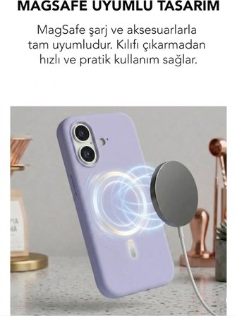 Apple iPhone 16 Uyumlu Magsafe Lansman Silikon Kılıf