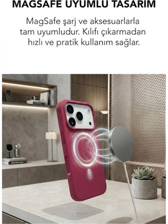 Apple iPhone 17 Pro Max Uyumlu Magsafe Lansman Silikon Kılıf