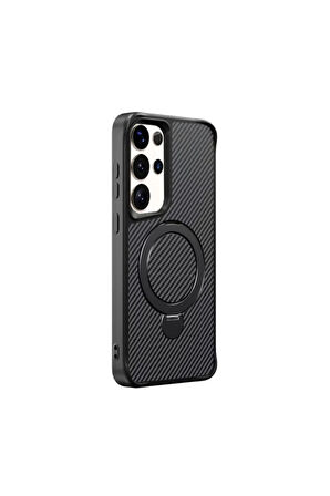 Samsung Galaxy Z Fold 6 Uyumlu Standlı Karbon Fiber Kılıf